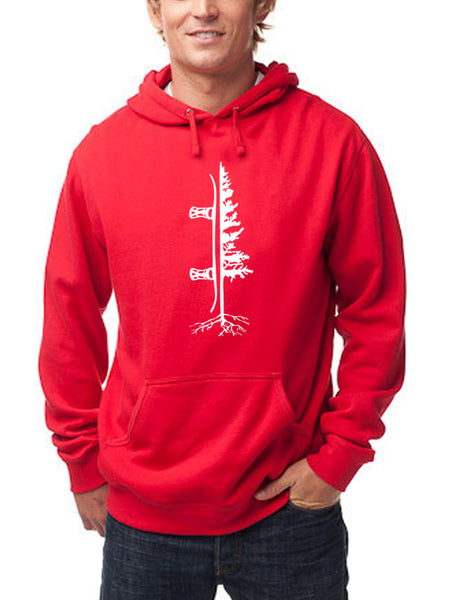 Tree Boarder Hoodie - Heather Red/White
